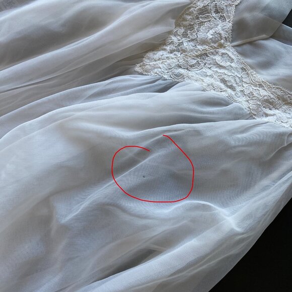 Vtg 1950s RoVel of California White Nylon Chiffon Nightgown Sheer Lace Size S - Picture 5 of 12